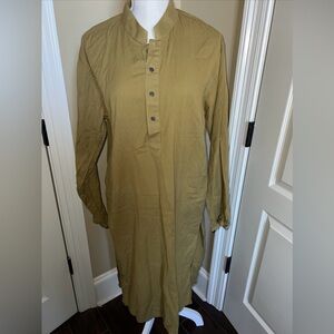 Junaid Jamshed Kurta Mens Size Large Copper Mustard Yellow Long Sleeve Solid